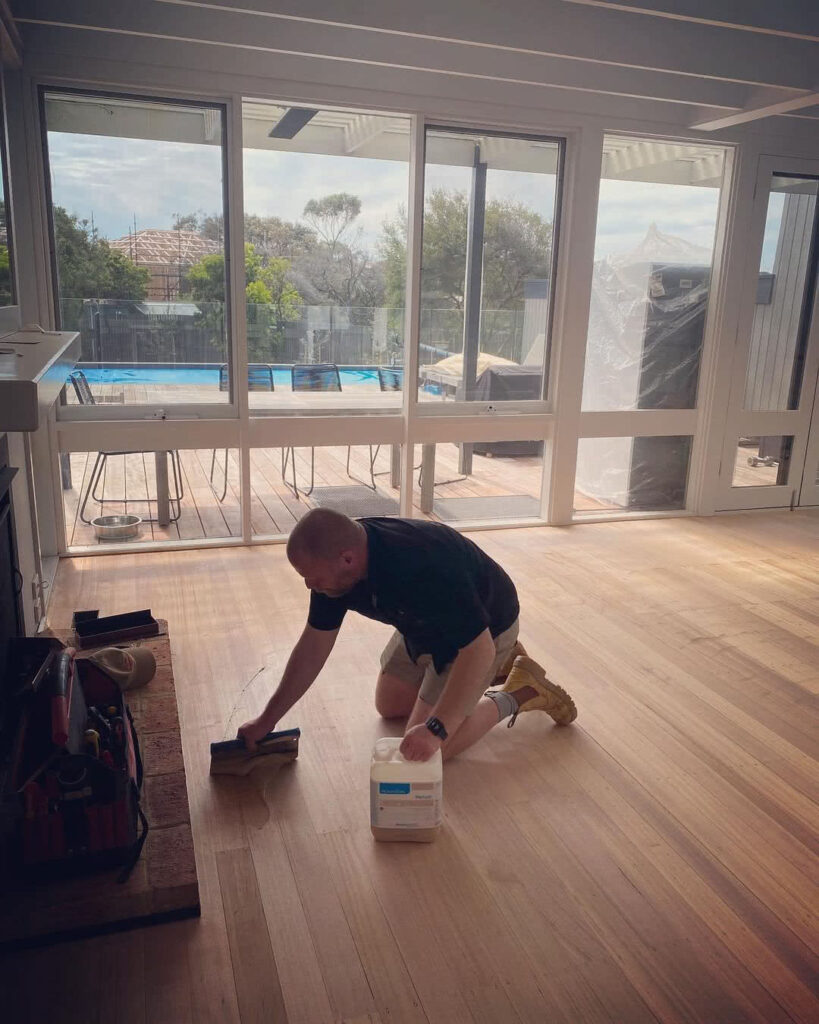 Clint fixing a floor