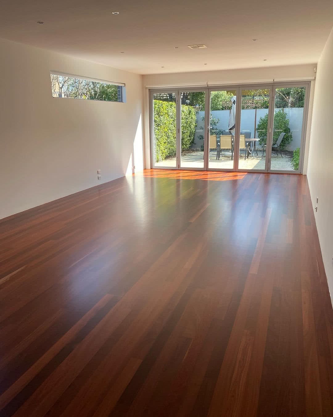 Red hardwood flooring