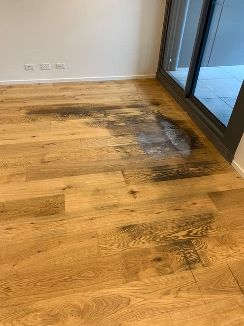water damaged timber flooring