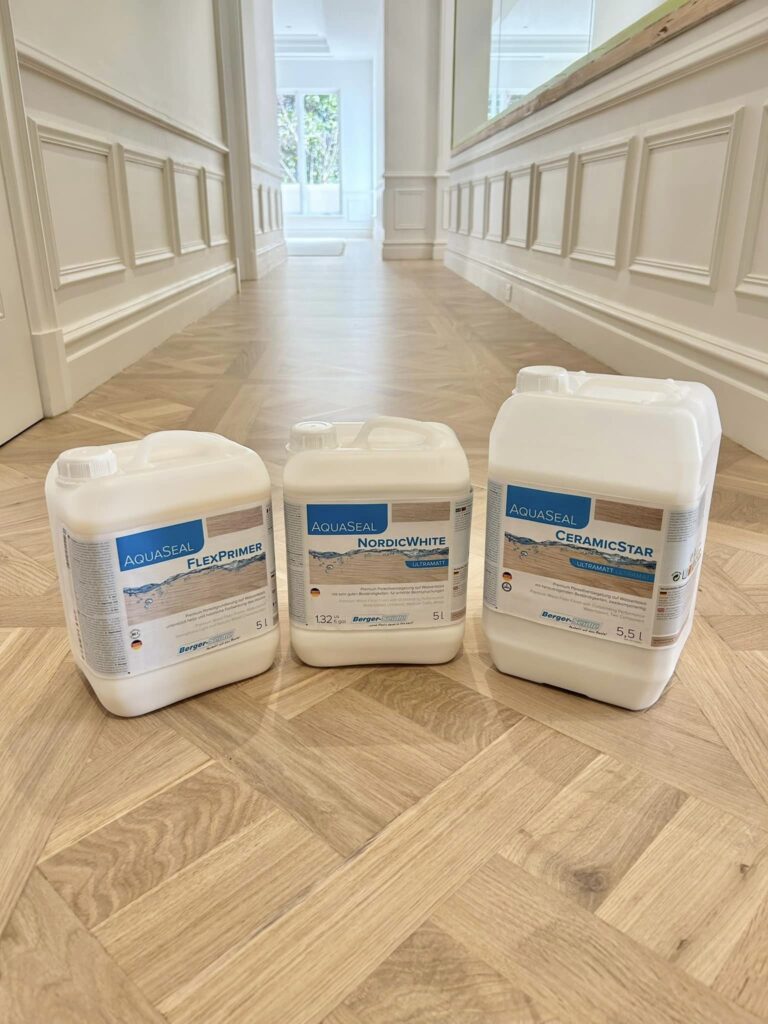 Berger-Seidle products sitting on a timber floor